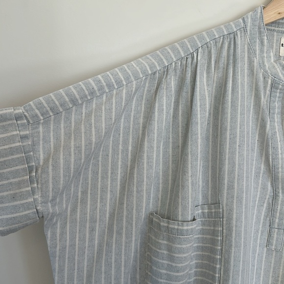 Tribe Alive Striped Split-Neck Top (S) - Picture 8 of 11